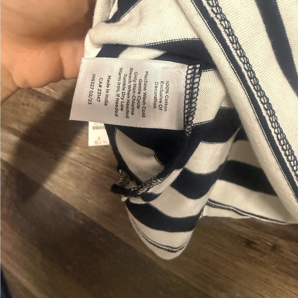 Talbots Navy and Yellow Striped Blouse - Picture 7 of 9